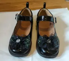 黒いフラワー装飾フォーマルシューズ　19cm