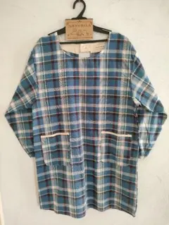 新品　割烹着　ナチュラル　チェック柄