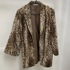 ヒョウ柄フェイクファーコート