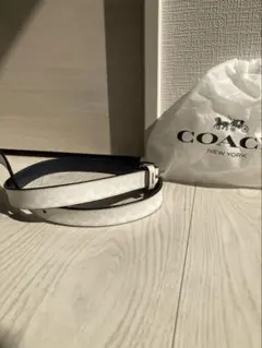 COACH レザーベルト ホワイト/ブラック