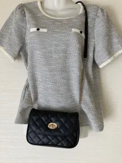 キルティングショルダーバッグ 黒