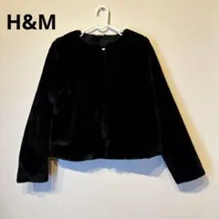 H&M ブラックファーショートジャケット