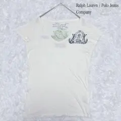ラルフローレン Vネック カットソー Tシャツ トップス 半袖 ロゴプリント L