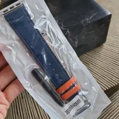 Apple Watch レザーバンド ネイビー/オレンジ