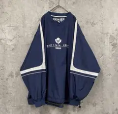 レア【古着】NHLメイプルリーフス 刺繍プルオーバーナイロンジャケット 2XL