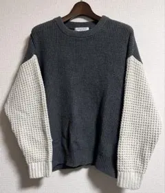 GELATO PIQUE HOMME バイカラー　ワッフル　クルーネックニット