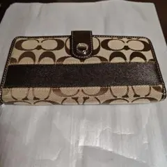 Coach ロゴプリント 長財布 ベージュ/ブラウン F42628-SKHMA