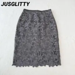 美品 ジャスグリッティー タイトスカート ケミカルレース 近年モデル Ｍ 花柄