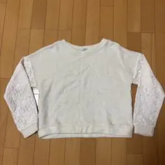 アイボリー レーススリーブ 長袖トップス