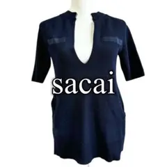 sacaサカイ　カットソー　レイヤード　背中あきのサムネイル
