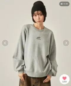 Snap club グレー ロゴプリント セーター