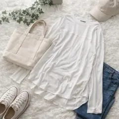 シップス ꕤ カットソー 長袖 無地 シンプル ゆったり 白 オーバーサイズ