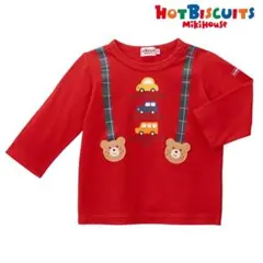 ホットビスケッツ　ロンT　くるま　80　長袖　ミキハウス　赤