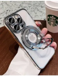 iPhone15plusケース スタンド付き MagSafe充電 レンズ保護