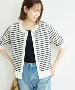 ROPE PICNIC 透かし柄ニットカーディガン