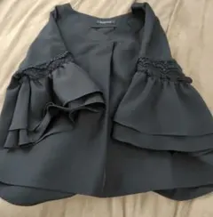 Radarista ブラック フリルスリーブ ブラウス M（七分袖）