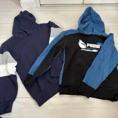 PUMA &FILA  フード付きパーカー150  2枚セット
裏起毛