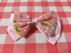 和柄ピンクリボンヘアクリップ