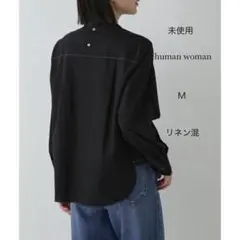 ♔︎未使用♔︎human woman 綿リネンワッシャーブラウス【M】黒のサムネイル