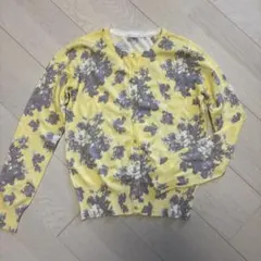【未使用】GU 花柄 長袖 カーディガン イエローのサムネイル