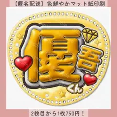 【匿名配送】ぷっくりうちわ文字 ファンサうちわ 黄色 優吾くん カンペ