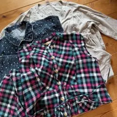 チェック柄フランネルパジャマ（マタニティ）　3セット