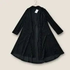 ◉新品◉NINALEONARD ベロア シアー ストライプ ロングカーディガンM