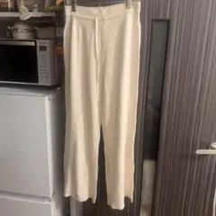 UNIQLO アイボリー リブ編みパンツ XL