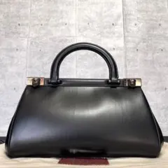 未使用級 HAMANO ソフィリア カーフレザー 黒 廃盤品ハンドバッグ定価7万 HAMANO 濱野ソフィリア 本革カーフレザー 黒 保存袋付皇室御用達