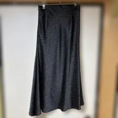 Mila owen黒ドット柄フレアロングスカート