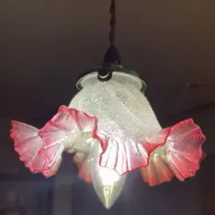 フランスアンティーク　クランベリーガラスシェード