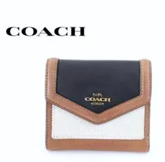 COACH コーチ 91766 キャンバス レザー ブラウン ブラック 財布