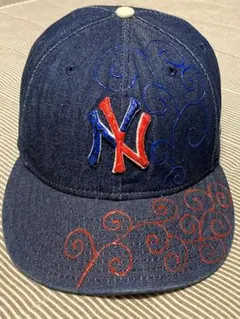 激レア！00s ニューエラ インディゴ　ペイント　59FIFTY AT50