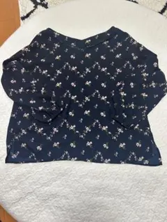 Natural Beauty basicネイビー花柄長袖シャツ M