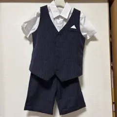 セレモニースーツ3点セット　ネイビーストライプ140サイズ