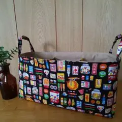 (昔懐かしい駄菓子屋さん♪)ハンドメイド布小物入れ,ハンドメイド布バスケット