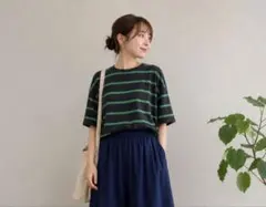 niko andボーダーTシャツ M オーバーサイズ 緑 黒