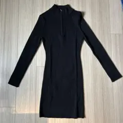 GU ブラック ハイネック ミニワンピース