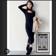 リゼクシー♡フロントオープン ニットワンピース ブラック