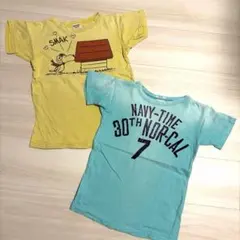 デニムダンガリー　Tシャツ　２枚　セット　スヌーピー　130
