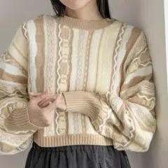 ⭐︎ LOWRYS FARM ローリーズファーム　2WAY柄ショートカーディガン