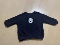 犬の顔刺繍 黒 トレーナー