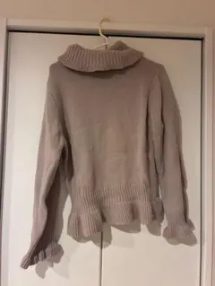 GRL グレイル 長袖 ニット セーター フリル袖 タートル くすみピンク