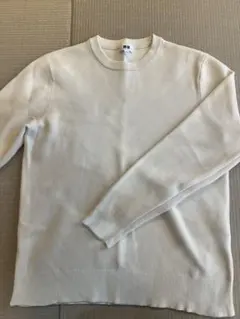 UNIQLO ウォッシャブルミラノリブクルーネックセーターアイボリー　M