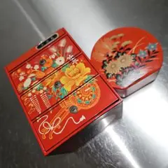 漆器　鏡付き　3段　小物入れ　小引き出し　月の小物入　2セット　昭和　レトロ