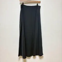 フレアロングスカート 黒 ブラック シンプル L