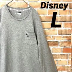 Disney ミッキーマウス ワンポイント キャラ 長袖 ロンＴ 刺繍 ポケット
