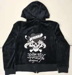 Ed Hardy ネオグランジ スカル ベロア 別珍 ジップアップ パーカー