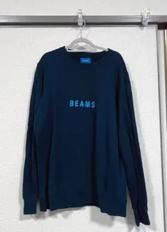 BEAMS ネイビー ロゴスウェット