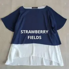 STRAWBERRY-FIELDS 半袖ブラウス ブルーバイカラーのサムネイル